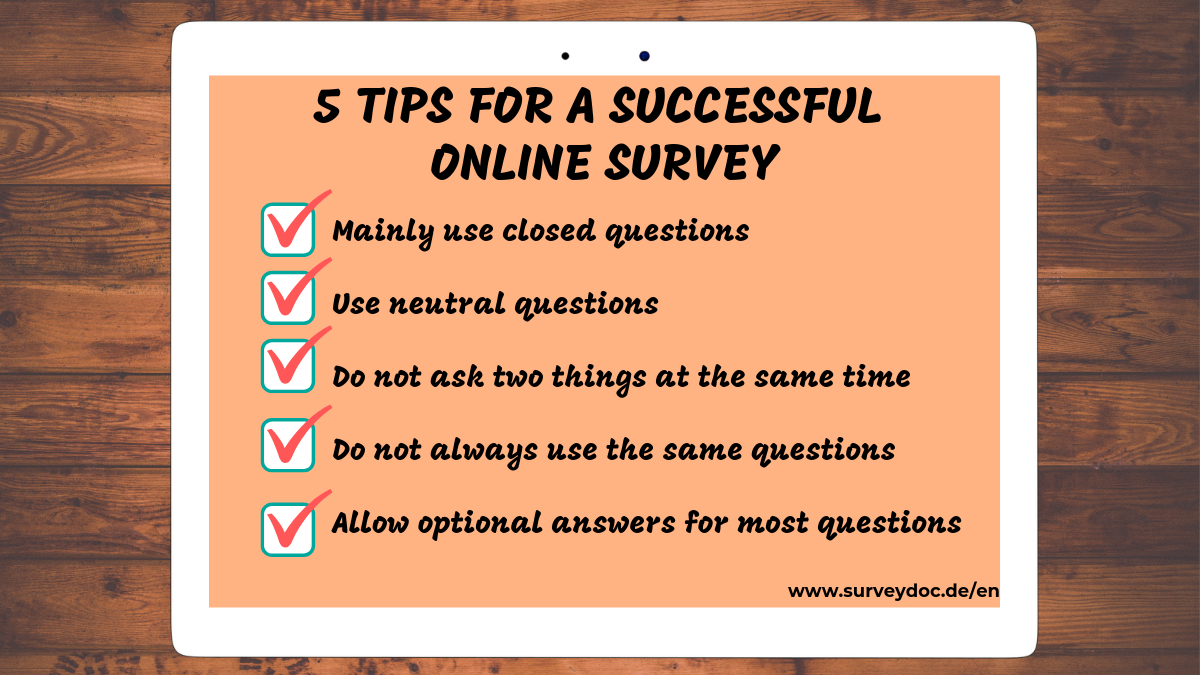 surveydoc shows 5 tips for a sucessful online survey